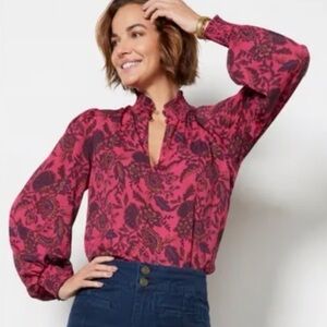 EVEREVE Kelsea Smock Neck Long-sleeve Blouse
